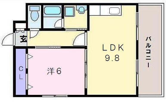 TAISHOKAN CASTELLINO(1LDK/1階)の間取り写真