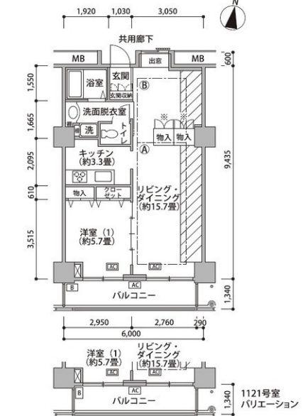 東雲キャナルコートCODAN18号棟(1LDK/11階)の間取り写真