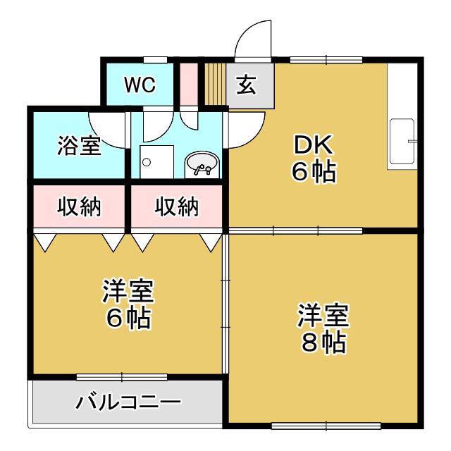 アカデメイアおたまや(2DK/3階)の間取り写真