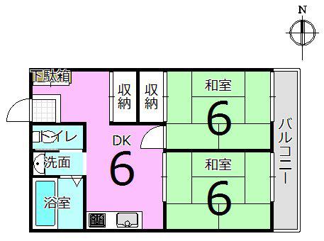 メゾン小岩(2DK/7階)の間取り写真