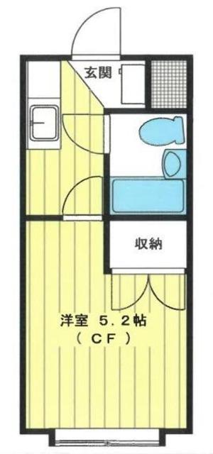 ヘリオス378谷保(1K/1階)の間取り写真