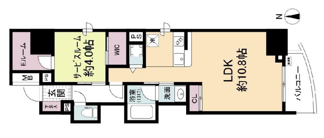セレニテフラン本町(1SLDK/3階)の間取り写真