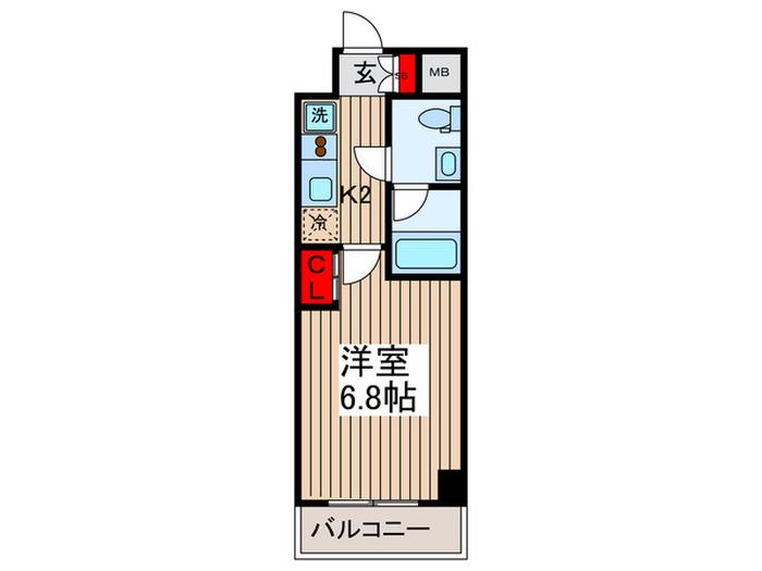 プロスペクト門前仲町(1K/6階)の間取り写真