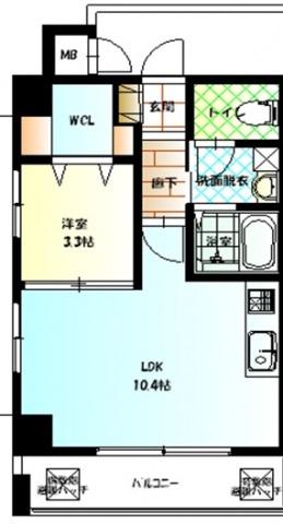 ペルソナ大手町(1LDK/2階)の間取り写真