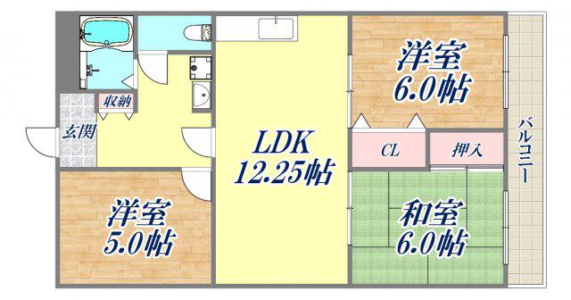 西宮公同教会総合ビル(3LDK/3階)の間取り写真