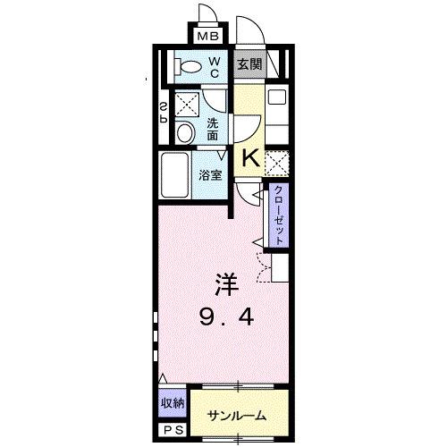 BONDS SHIP(1K/1階)の間取り写真