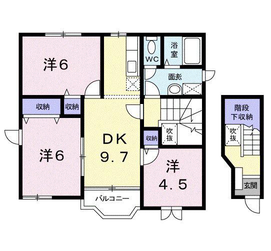 サンセール三宅(3LDK/2階)の間取り写真