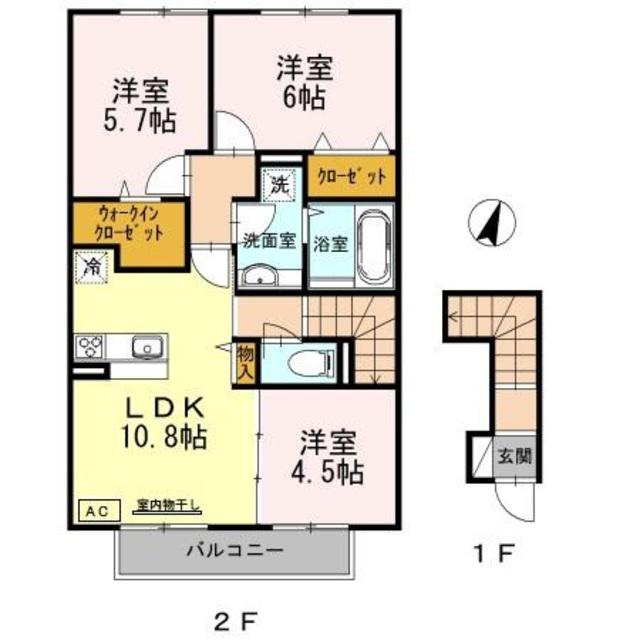 すずらんハイツ(3LDK/2階)の間取り写真