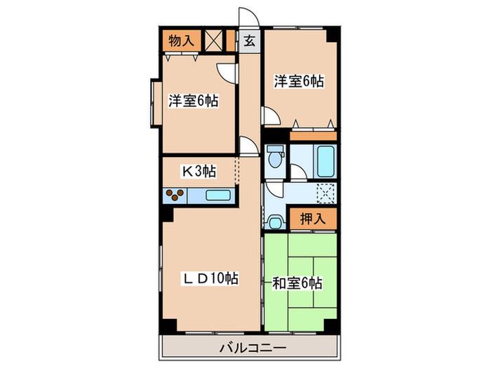 ヴァンヴェール医大前(3LDK/7階)の間取り写真