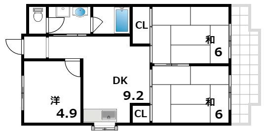 マンションライズ(3DK/4階)の間取り写真