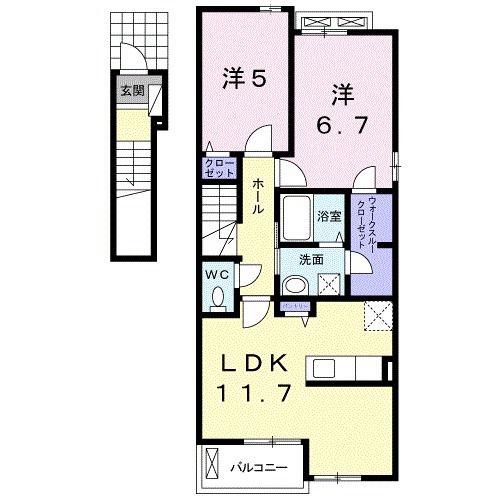 グランブリッサA(2LDK/2階)の間取り写真