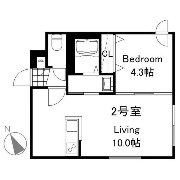 プレスタ麻生町7丁目MS(1LDK/2階)の間取り写真