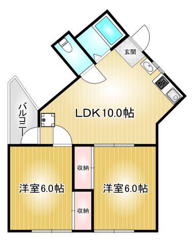 ガーデン千種(2LDK/2階)の間取り写真