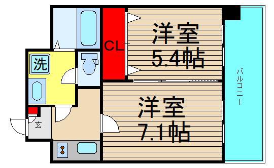 COCORO-イースト(2K/2階)の間取り写真