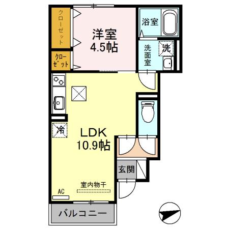 キャトルセゾン杉(1LDK/1階)の間取り写真