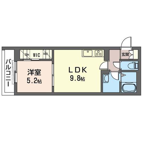 シャーメゾン東坂下(1LDK/2階)の間取り写真