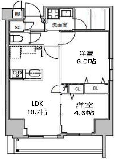 S-RESIDENCE押上CLAIR(2LDK/6階)の間取り写真