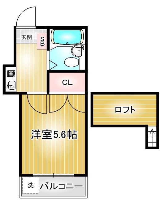 アーバンライフ荒江(1K/2階)の間取り写真
