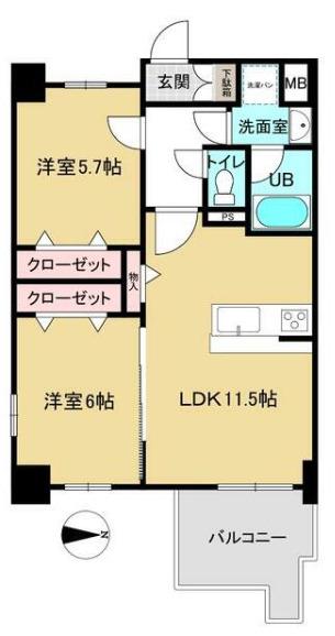 ルーチェⅤ(2LDK/2階)の間取り写真