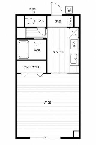 ティーズウイング(1K/2階)の間取り写真