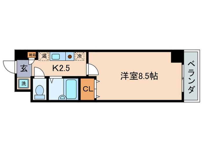 プリオールZEN弐番館(1K/2階)の間取り写真