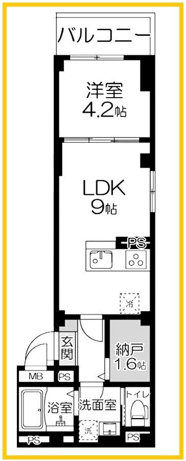 MAISON FUTABA(1LDK/4階)の間取り写真