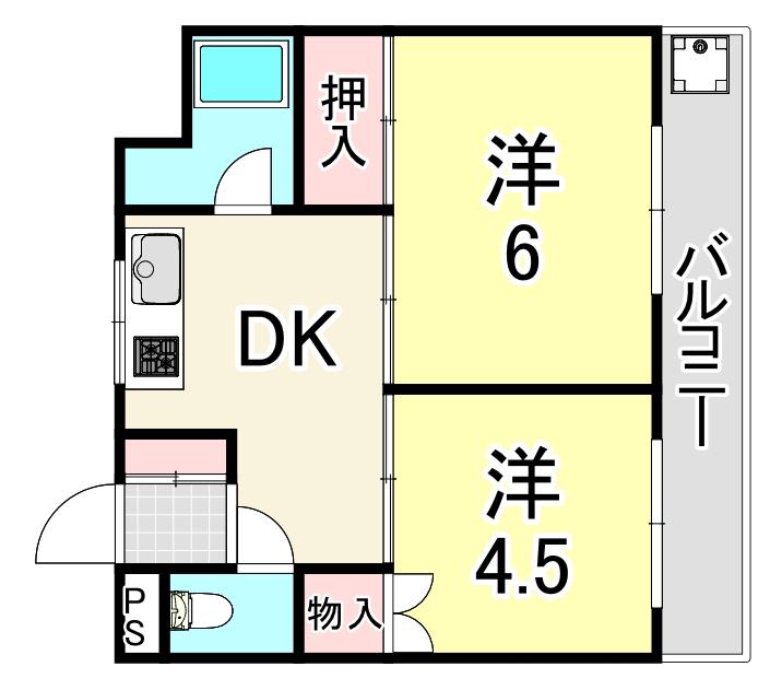 アースハイツI・II(2DK/3階)の間取り写真
