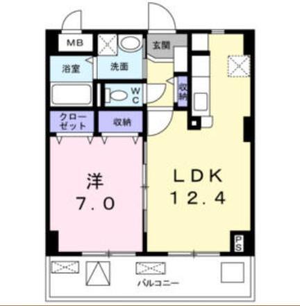 FIORE水無瀬 2F(1LDK/2階)の間取り写真
