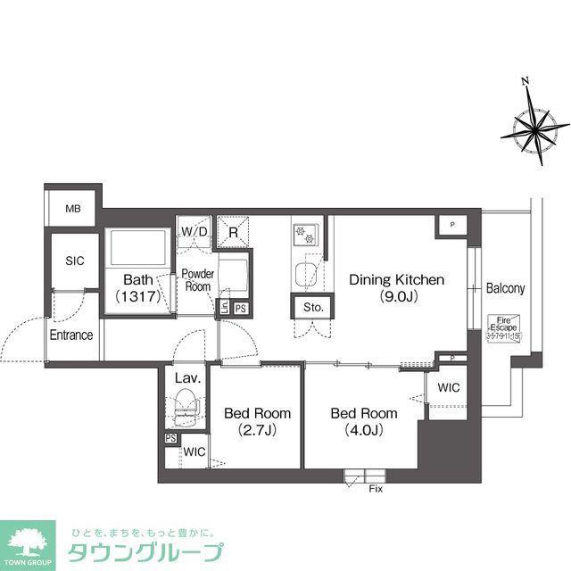 コンフォリア東上野(2DK/7階)の間取り写真