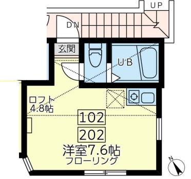 ユナイト子安台ラウンドハウス(ワンルーム/1階)の間取り写真