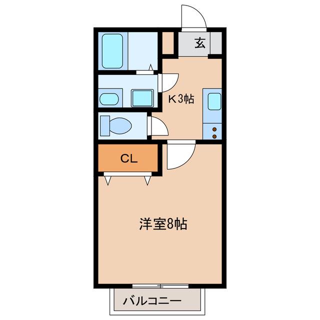 ロータスハイツ(1K/2階)の間取り写真