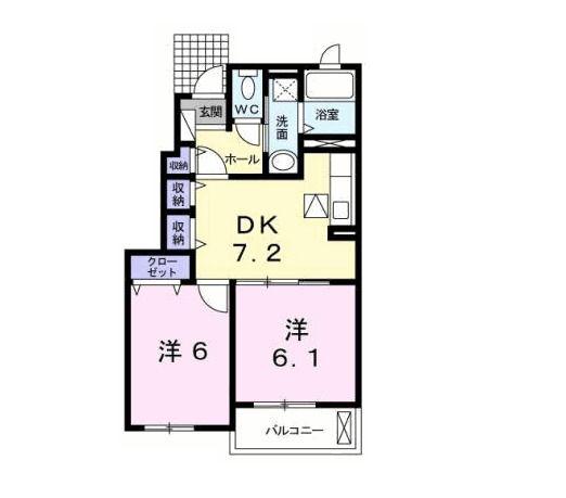 メゾン ブリーズ III(2DK/1階)の間取り写真
