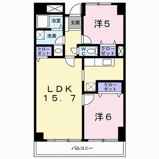 グレイスヒルズマンション(2LDK/3階)の間取り写真