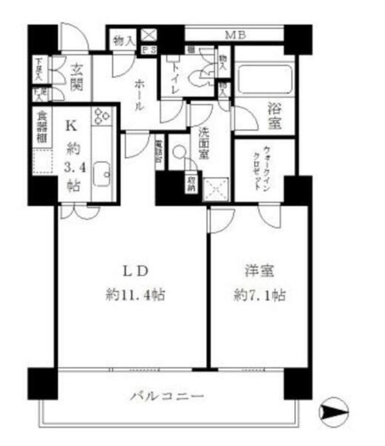 リバーポイントタワー(1LDK/17階)の間取り写真