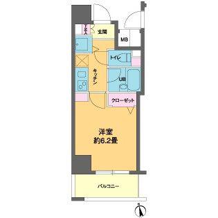 カスタリア新富町III(1K/6階)の間取り写真