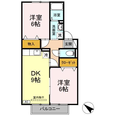 パークサイドセジュール(2DK/1階)の間取り写真