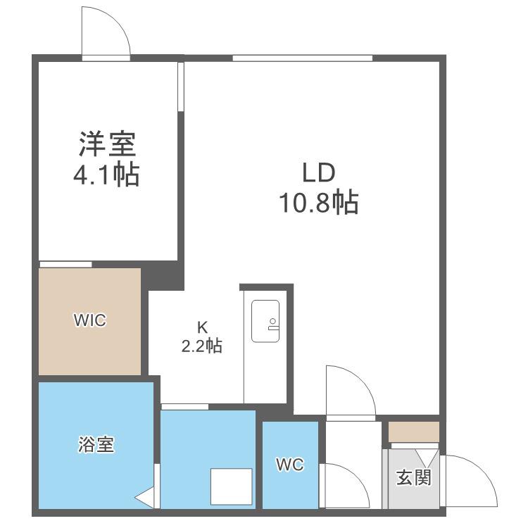 北斗エンブレム札幌(1LDK/2階)の間取り写真
