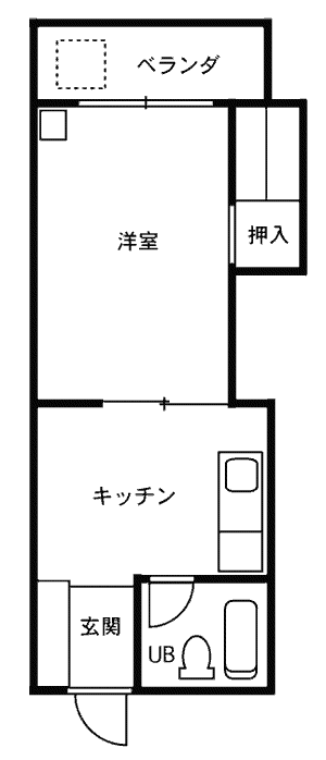 パークハイツ(1DK/2階)の間取り写真