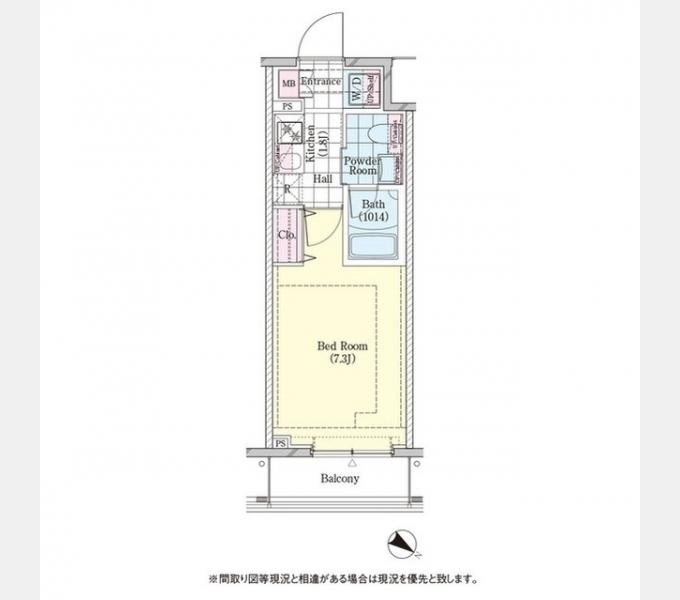 シェル品川戸越(1K/2階)の間取り写真