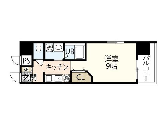 アクアシティ本川町(1K/2階)の間取り写真