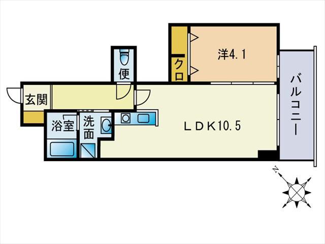 リバーフェイス博多(1LDK/10階)の間取り写真