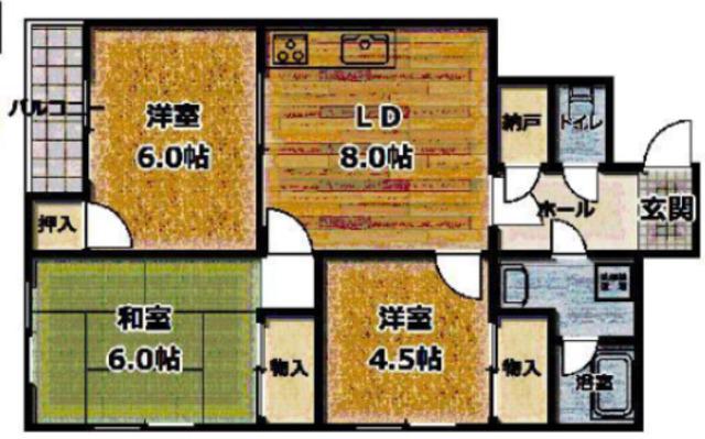 ロアジール市川(3DK/1階)の間取り写真