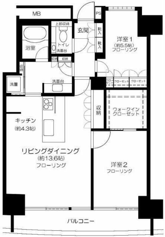 エムエムタワーズ フォレシス L(2LDK/27階)の間取り写真