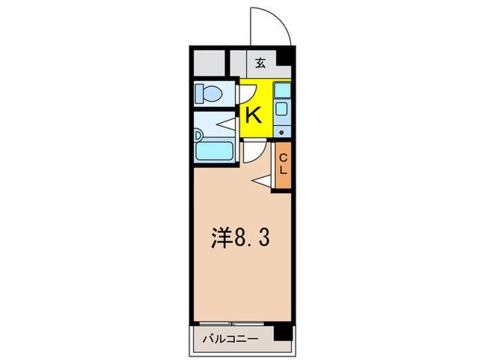 クレセントヒルS(1K/2階)の間取り写真