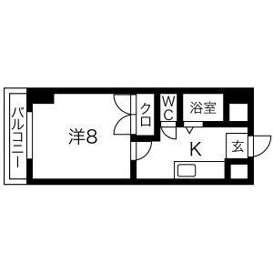 コンフォート五橋ステーション(1K/3階)の間取り写真