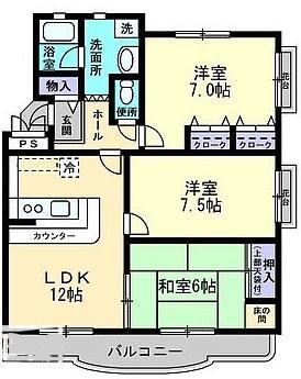 プレジール飛鳥(3LDK/3階)の間取り写真