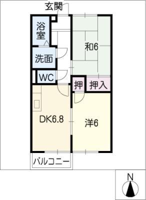 メゾンドゥ・スタシオン(2DK/1階)の間取り写真