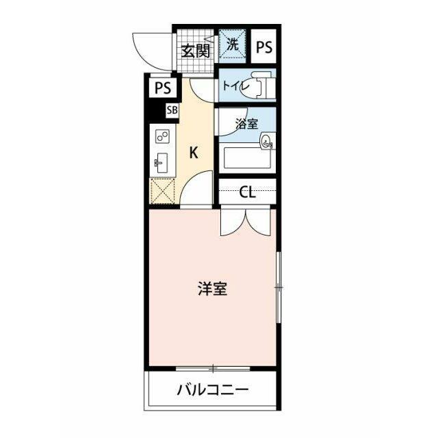 グラントゥルース目黒花房山(1K/2階)の間取り写真