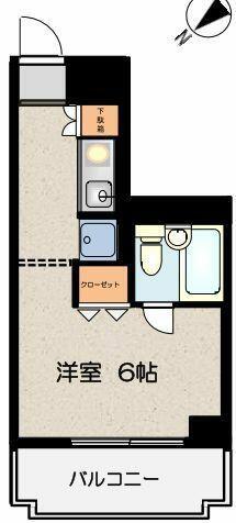 エスタ城北公園(ワンルーム/2階)の間取り写真