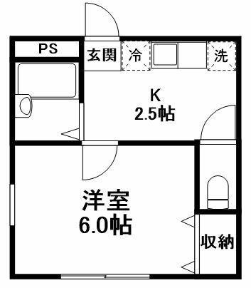 ソレアードK(1K/2階)の間取り写真